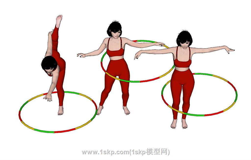 美女呼啦圈人物SU模型