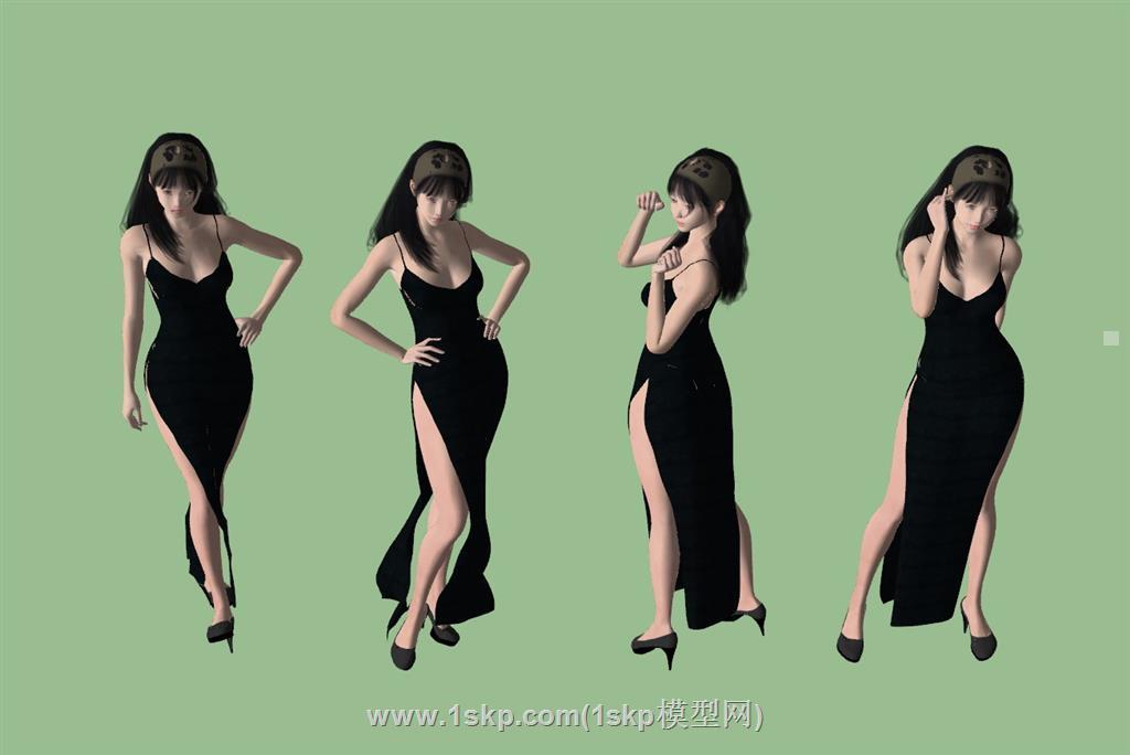 美女人物SU模型