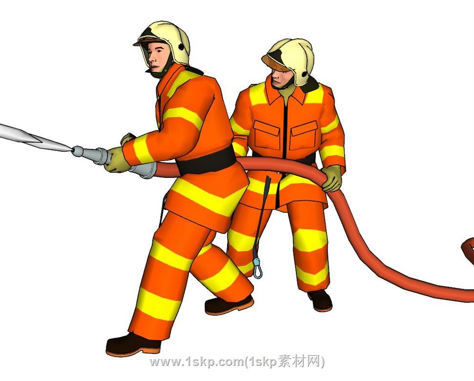 消防员人物救火SU模型