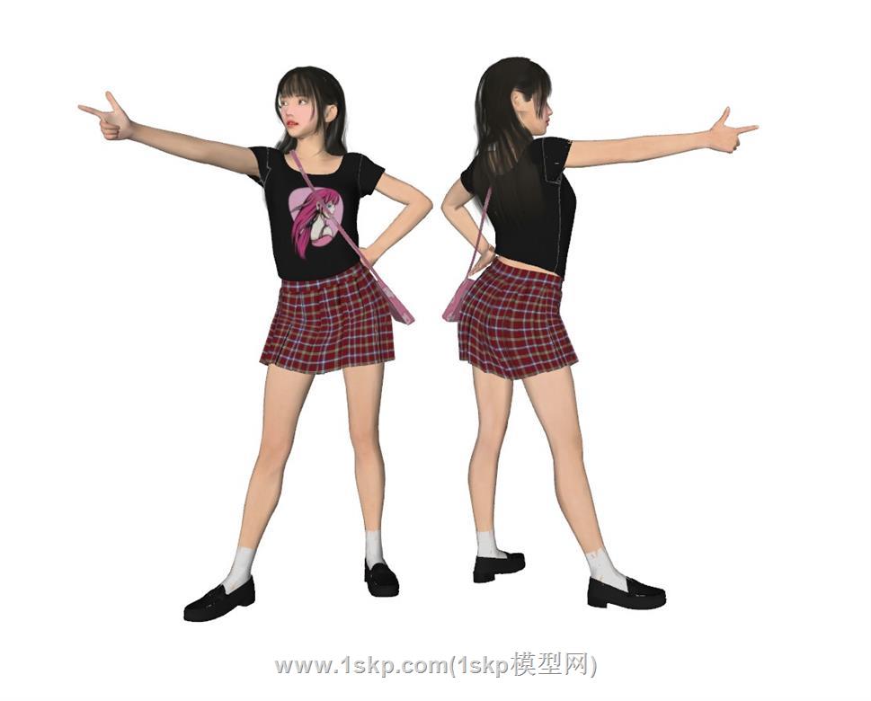 美女少女人物SU模型