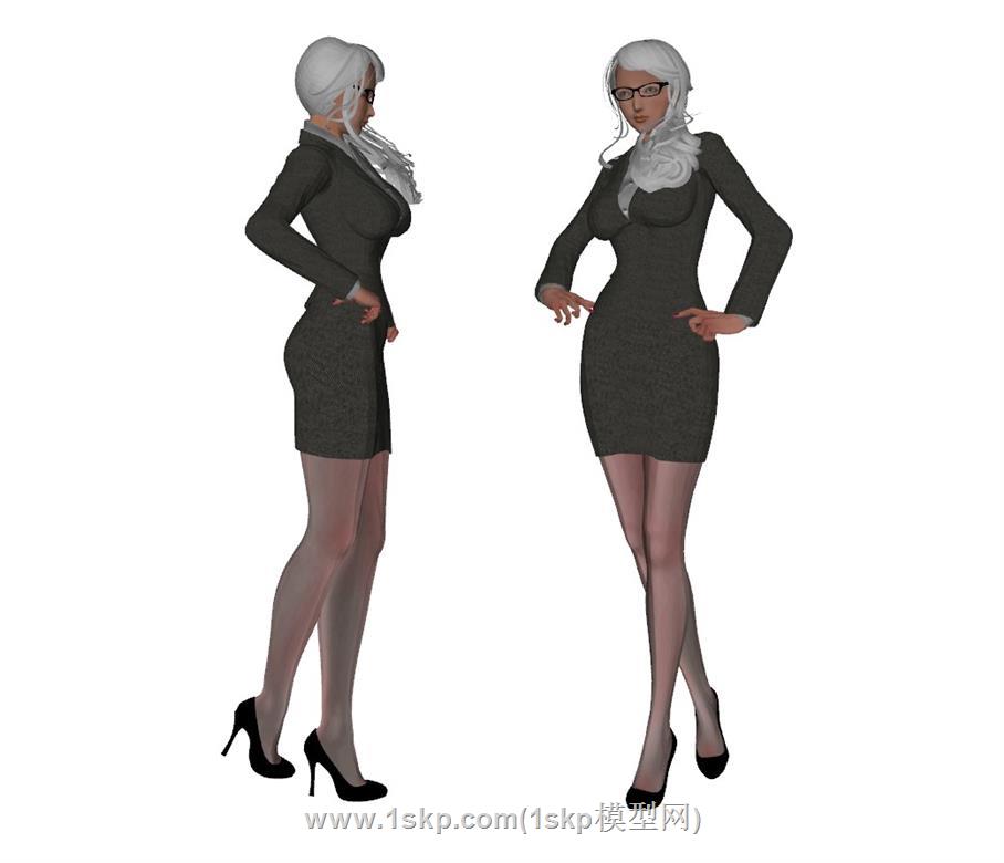秘书美女人物SU模型
