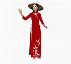 斗笠美女人物SU模型 免费sketchup模型下载