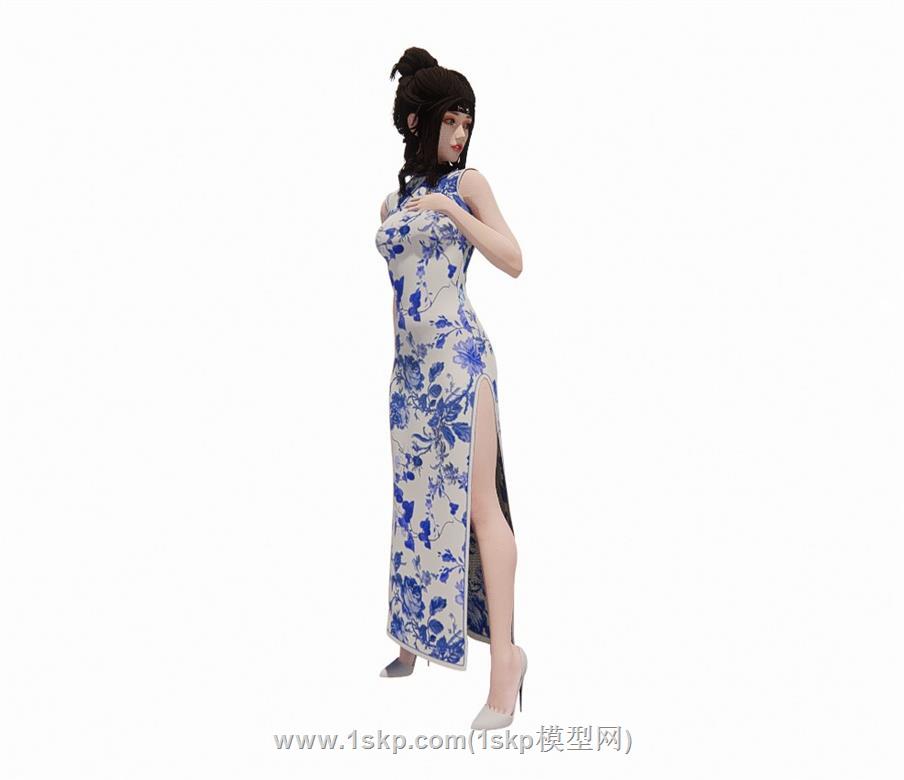 旗袍美女人物SU模型