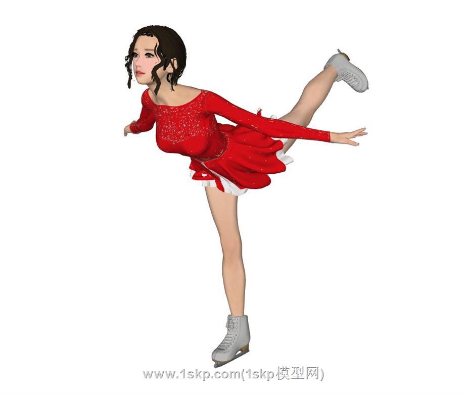 溜冰美女人物SU模型