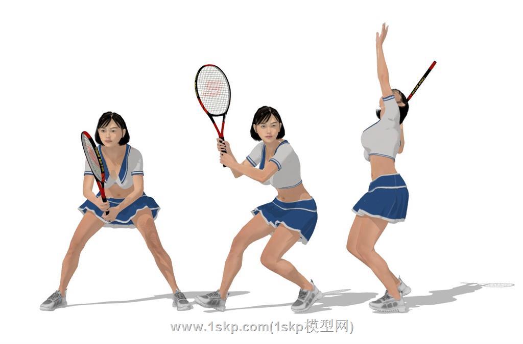网球美女人物SU模型