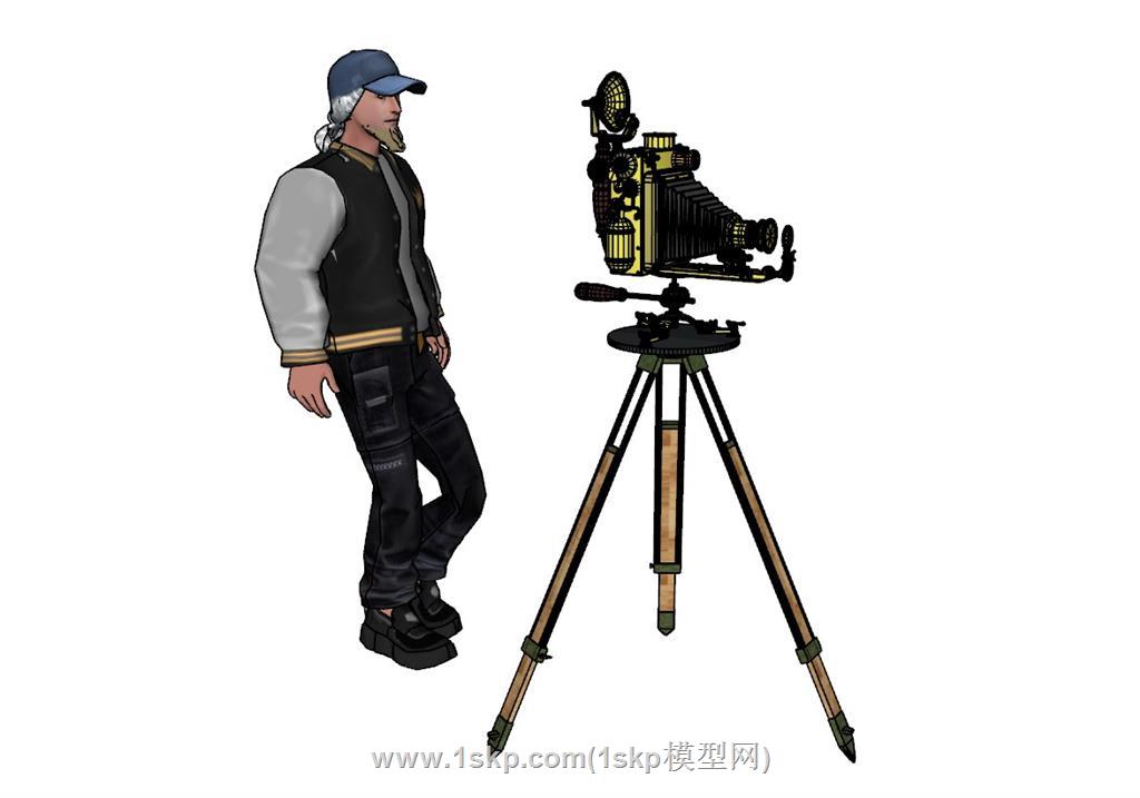 摄影师摄像师人物SU模型