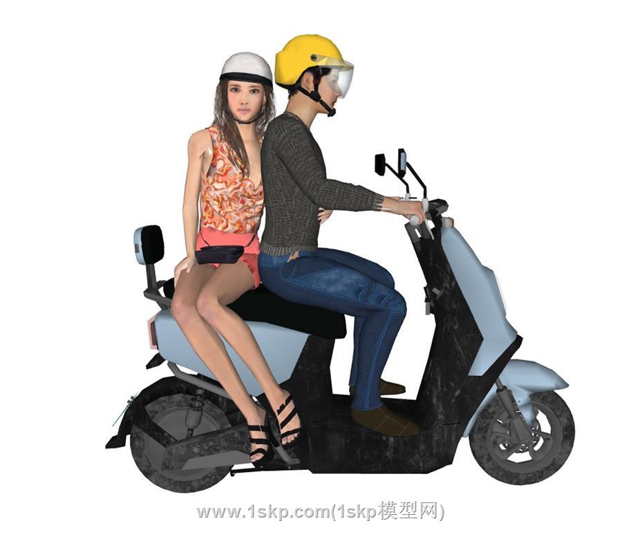 摩托车美女SU模型