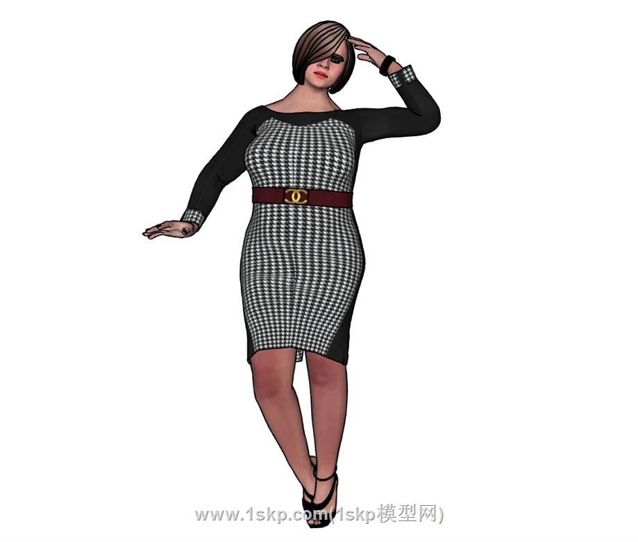 富态女人SU模型