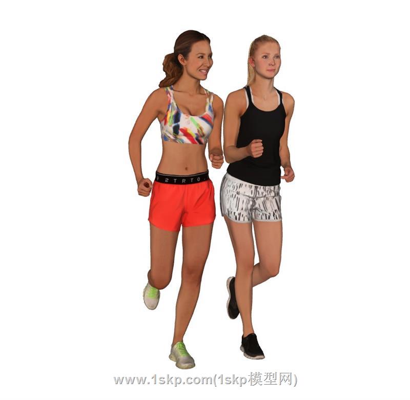 跑步美女人物SU模型