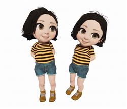 女孩女生人物SU模型