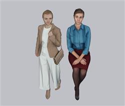 站姿坐姿女人SU模型