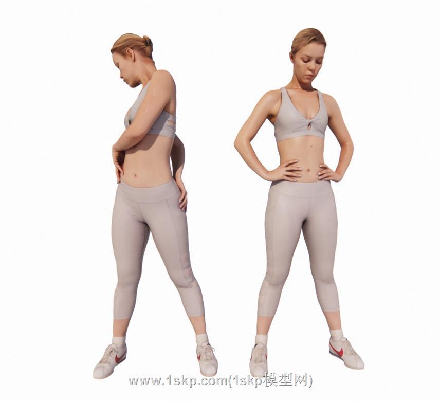 瑜伽女人人物SU模型