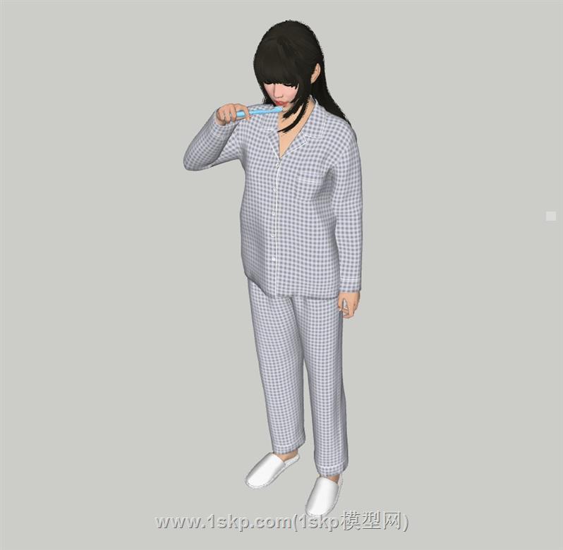 刷牙人物SU模型