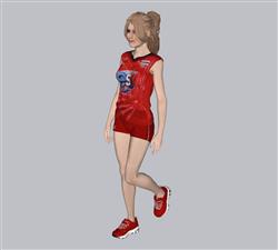排球美女人物SU模型