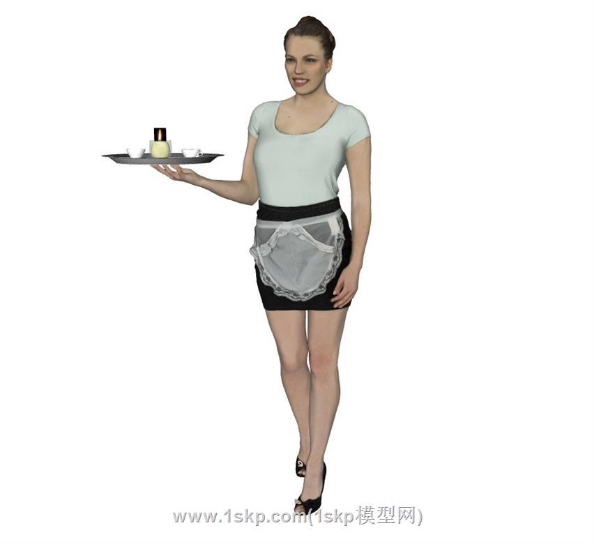 服务员女仆女人SU模型