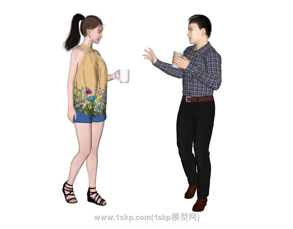 男女人物SU模型