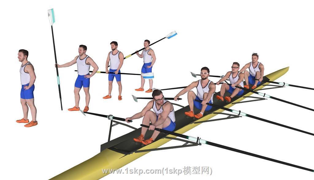 划船人物SU模型