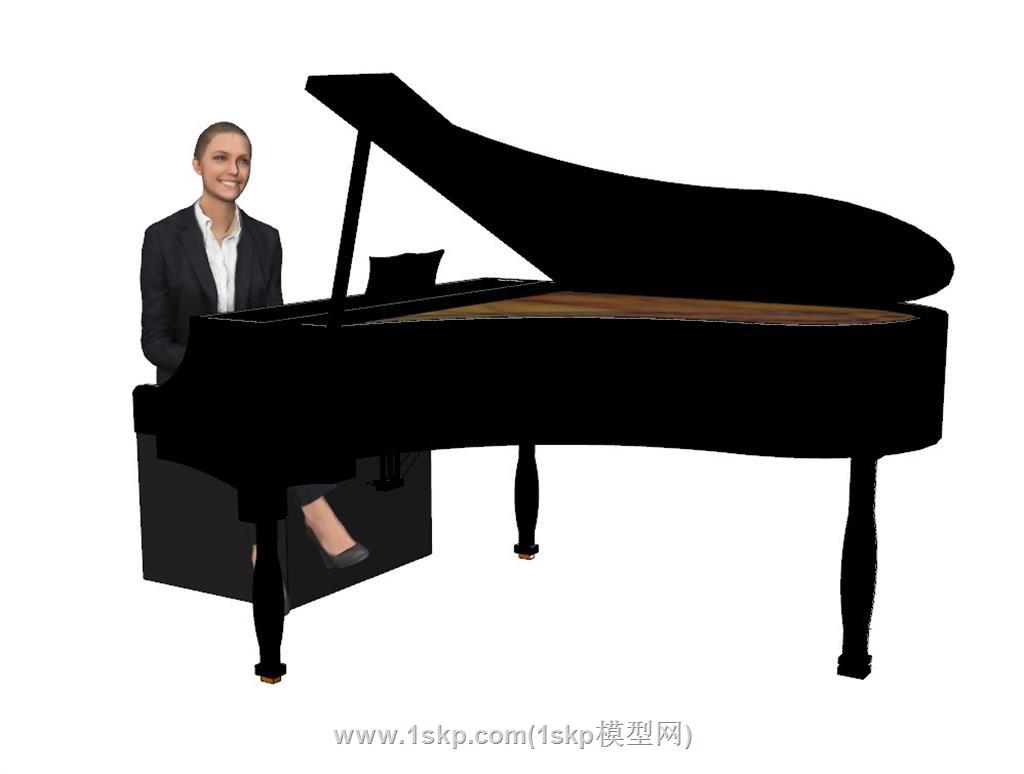 钢琴女人SU模型