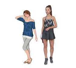 外国人女人人物SU模型