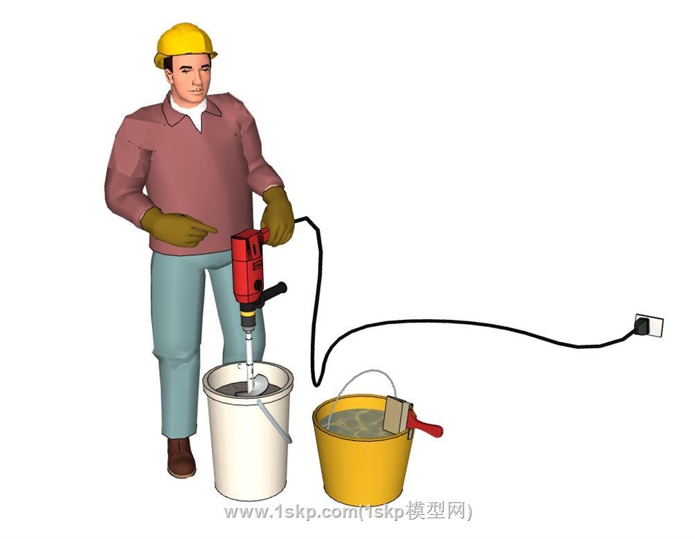 工人人物SU模型