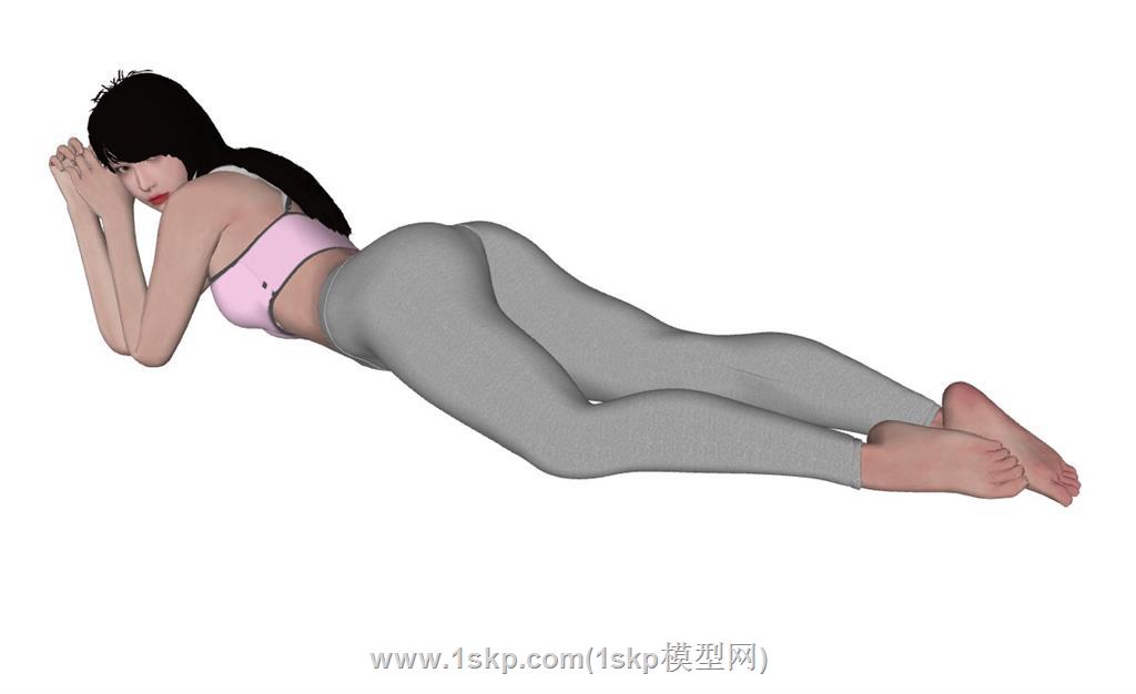 美女瑜伽人物SU模型
