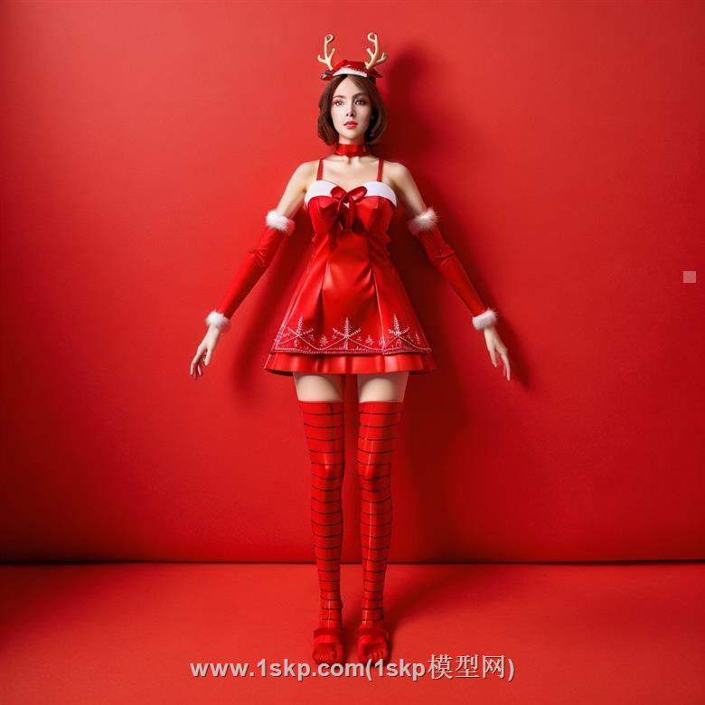 圣诞女孩人物圣诞SU模型