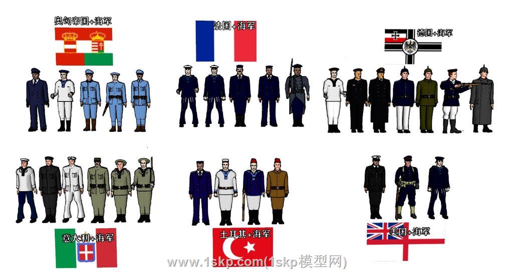 一战海军人物SU模型