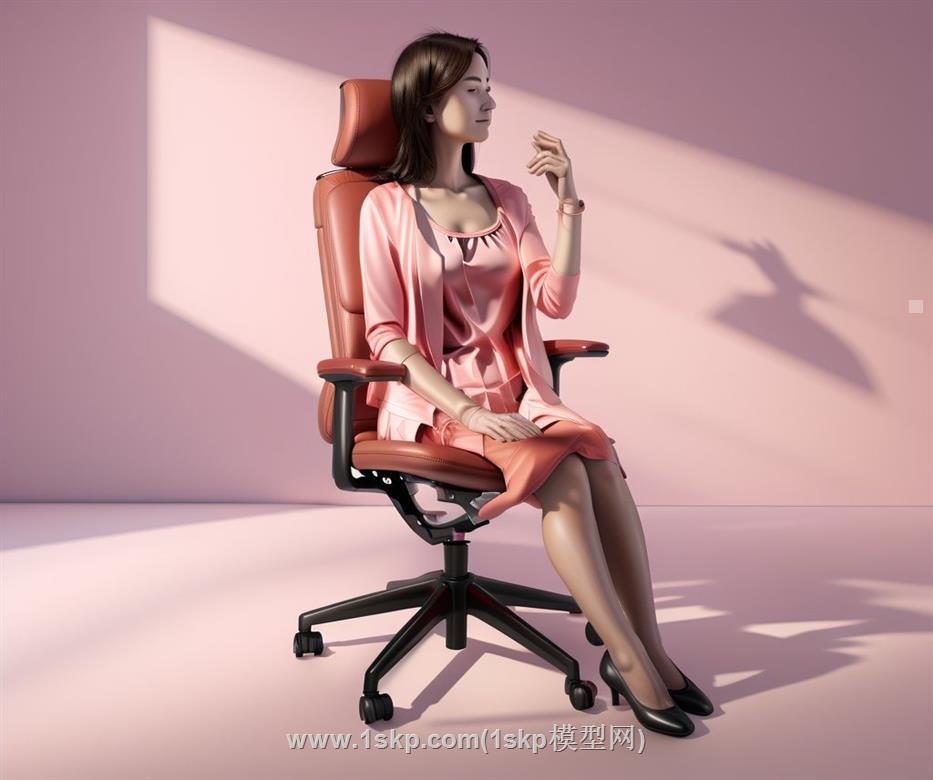 坐姿女人人物SU模型