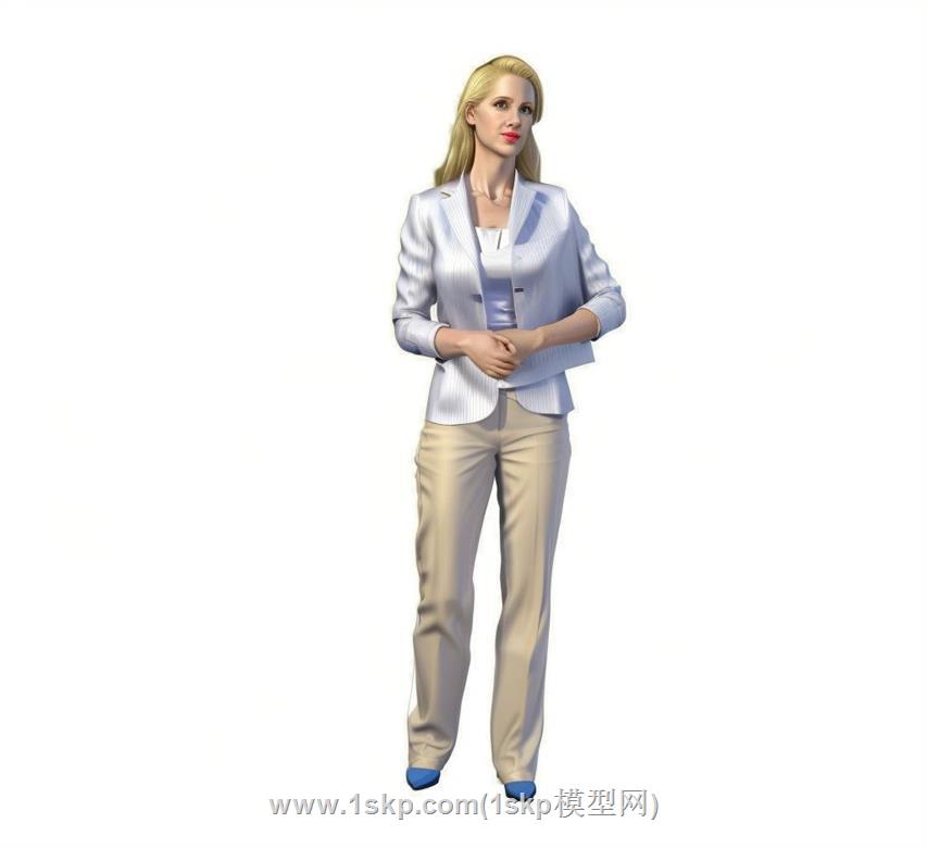 国外办公女人SU模型