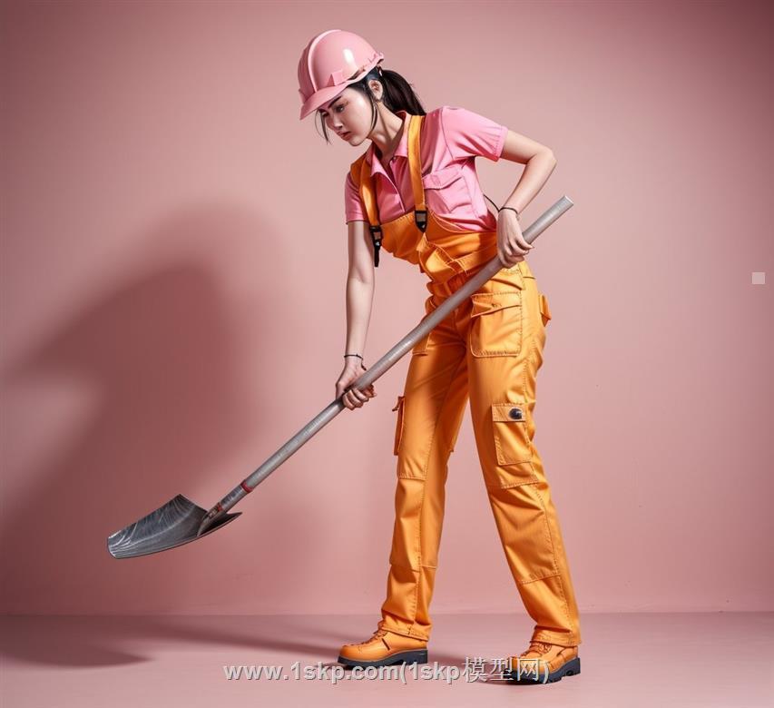 女工人铲子SU模型
