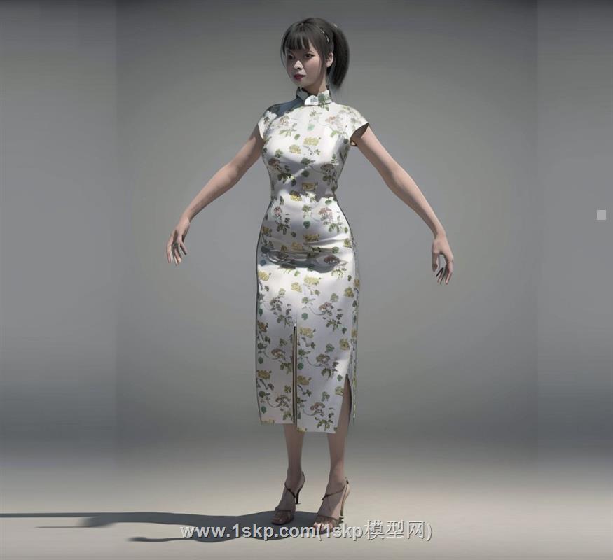 旗袍美女人物SU模型