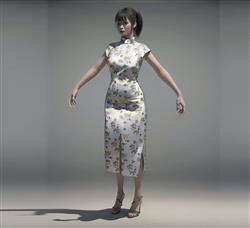 旗袍美女人物SU模型