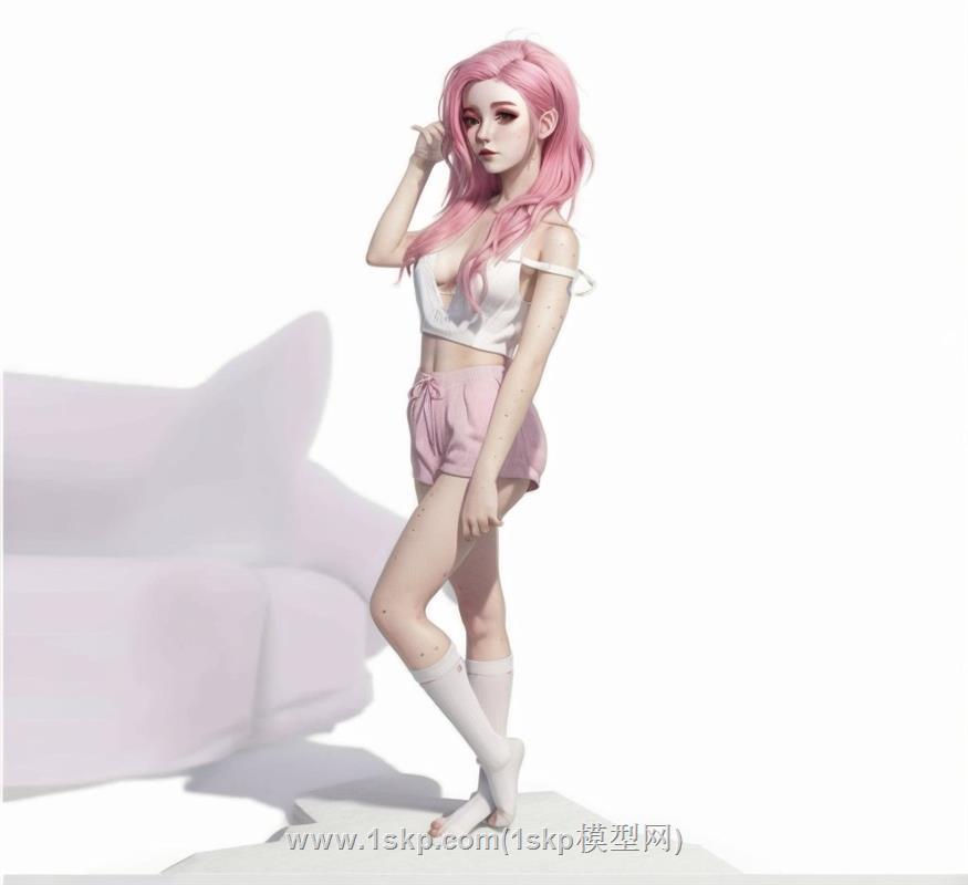 机车美女人物SU模型