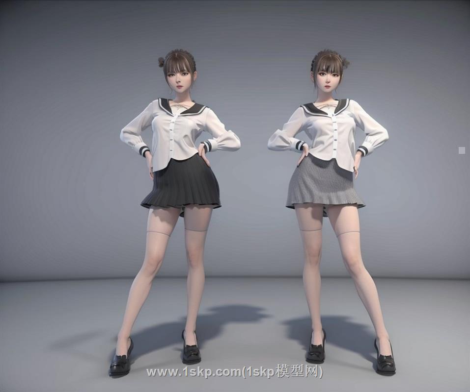 女生少女人物SU模型