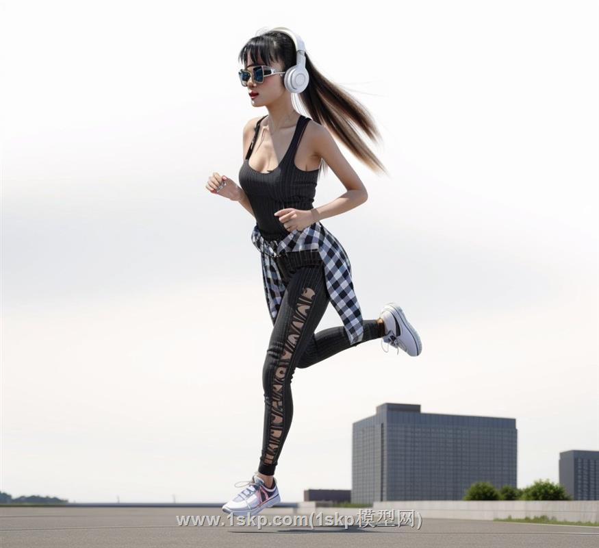 跑步美女人物SU模型
