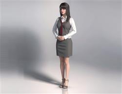 服务员美女人物SU模型