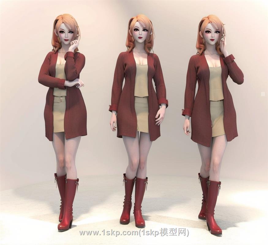 美女秘书人物SU模型