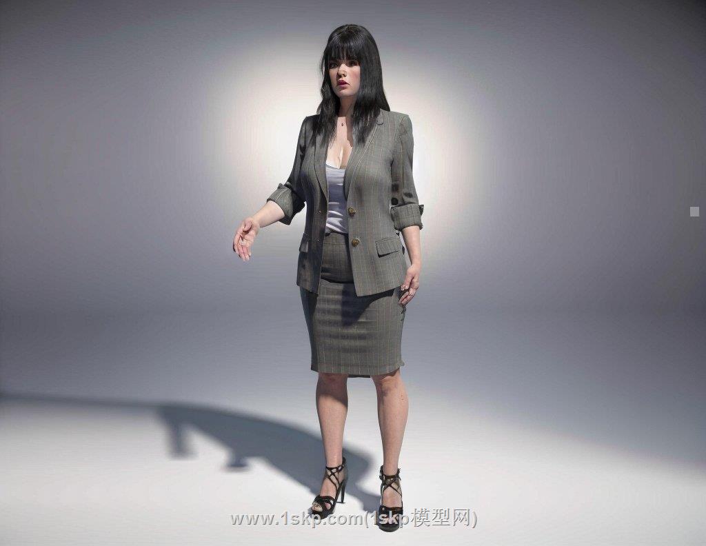 握手商务女人SU模型