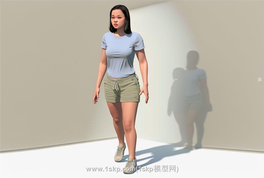 胖女孩人物SU模型