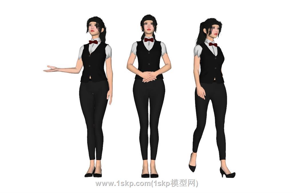服务生女人SU模型