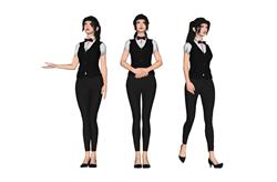 服务生女人SU模型