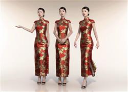 女人旗袍人物SU模型