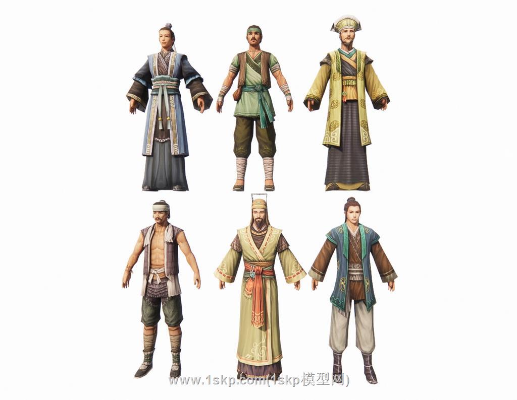古代游戏人物角色SU模型