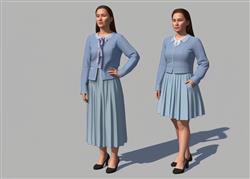 叉腰女人人物SU模型