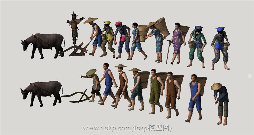 农民人物SU模型