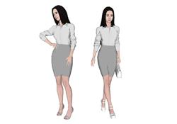 站姿行走女人人物SU模型