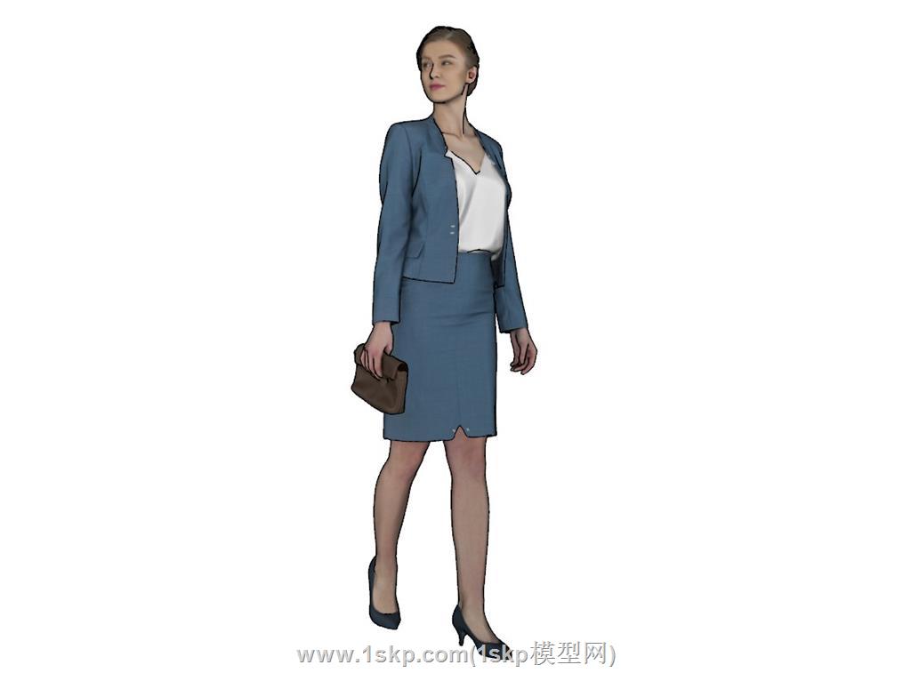 商务行走女人SU模型