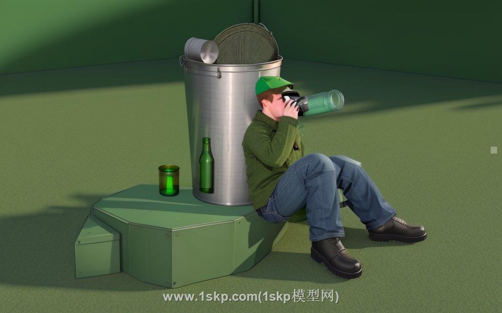 醉鬼酒鬼醉汉人物SU模型