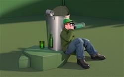 醉鬼酒鬼醉汉人物SU模型