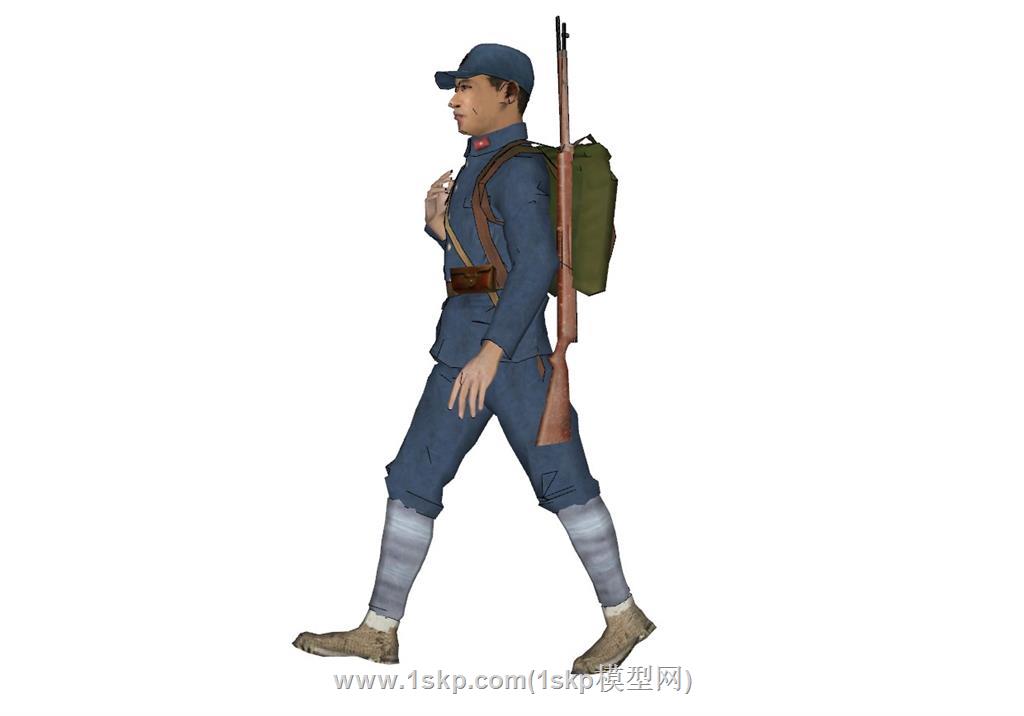 红军人物士兵SU模型